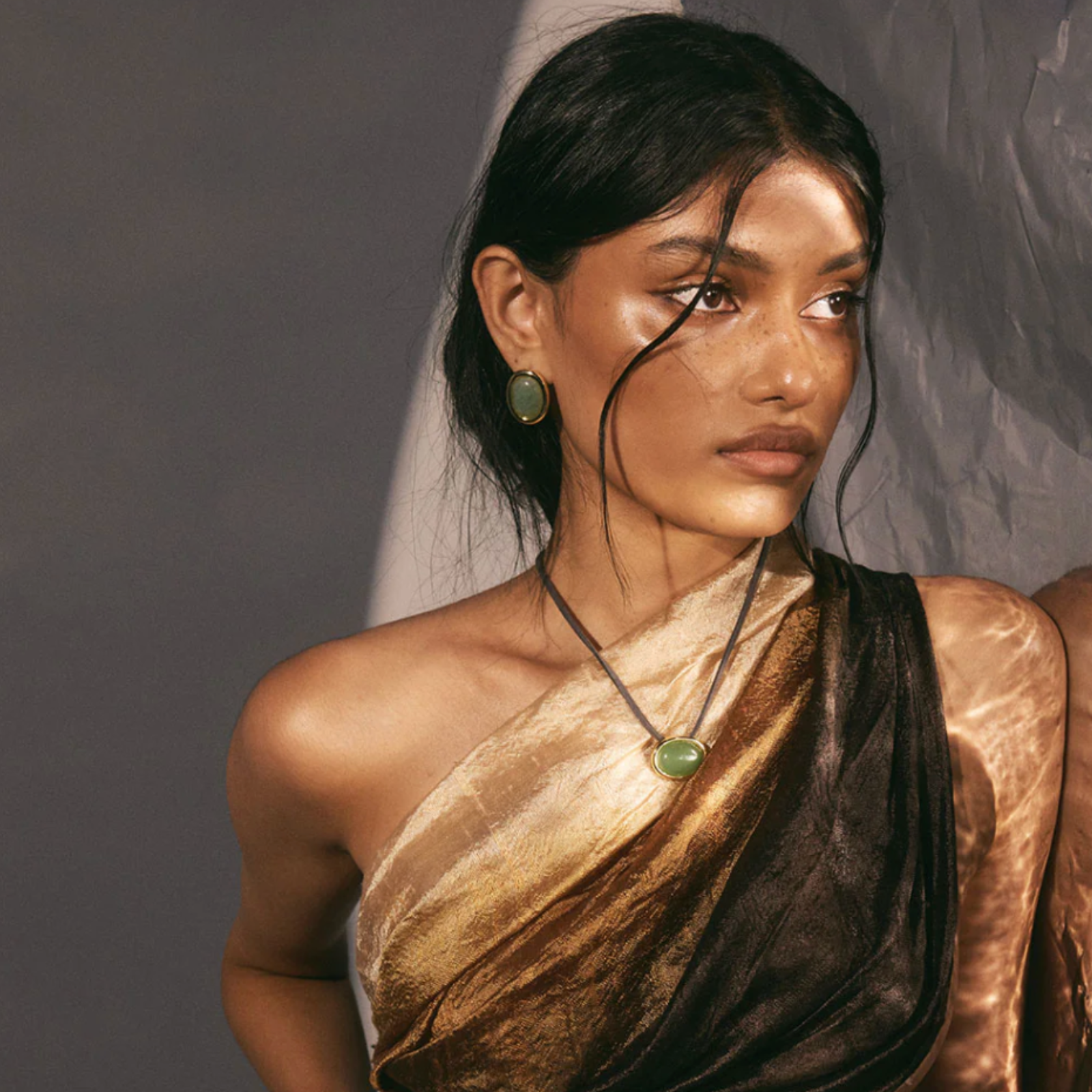 Sunset Stone Cord Necklace- Green