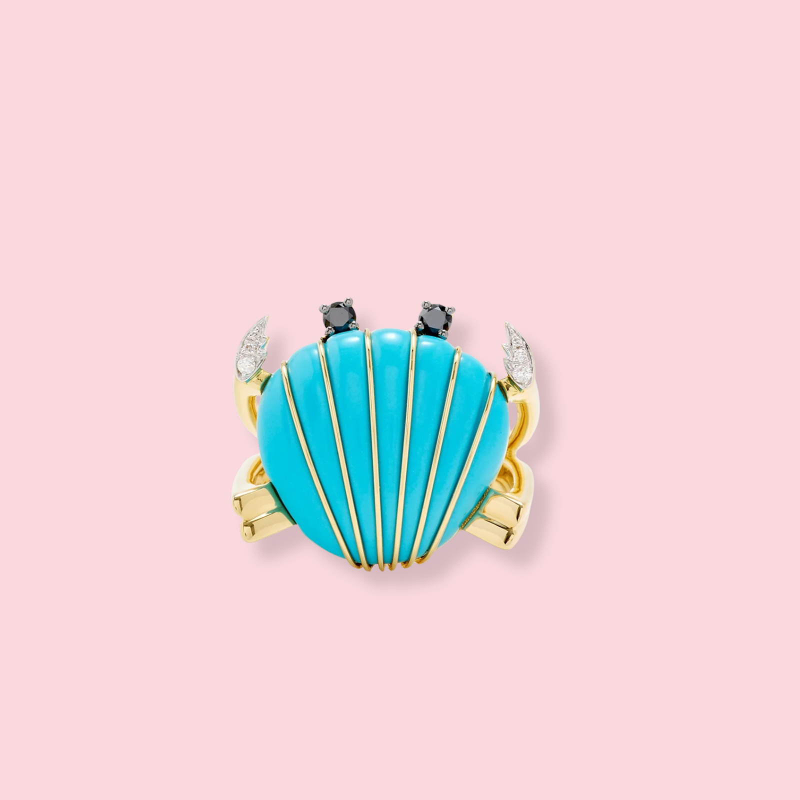 Crabe Coquillage Turquoise Ring