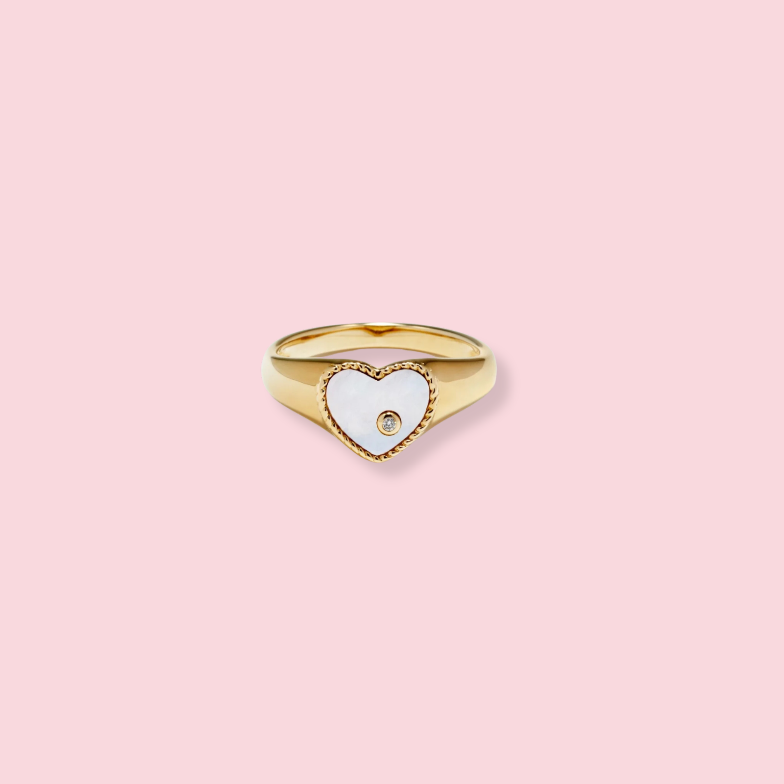 Baby Chevalière Coeur Nacre Ring