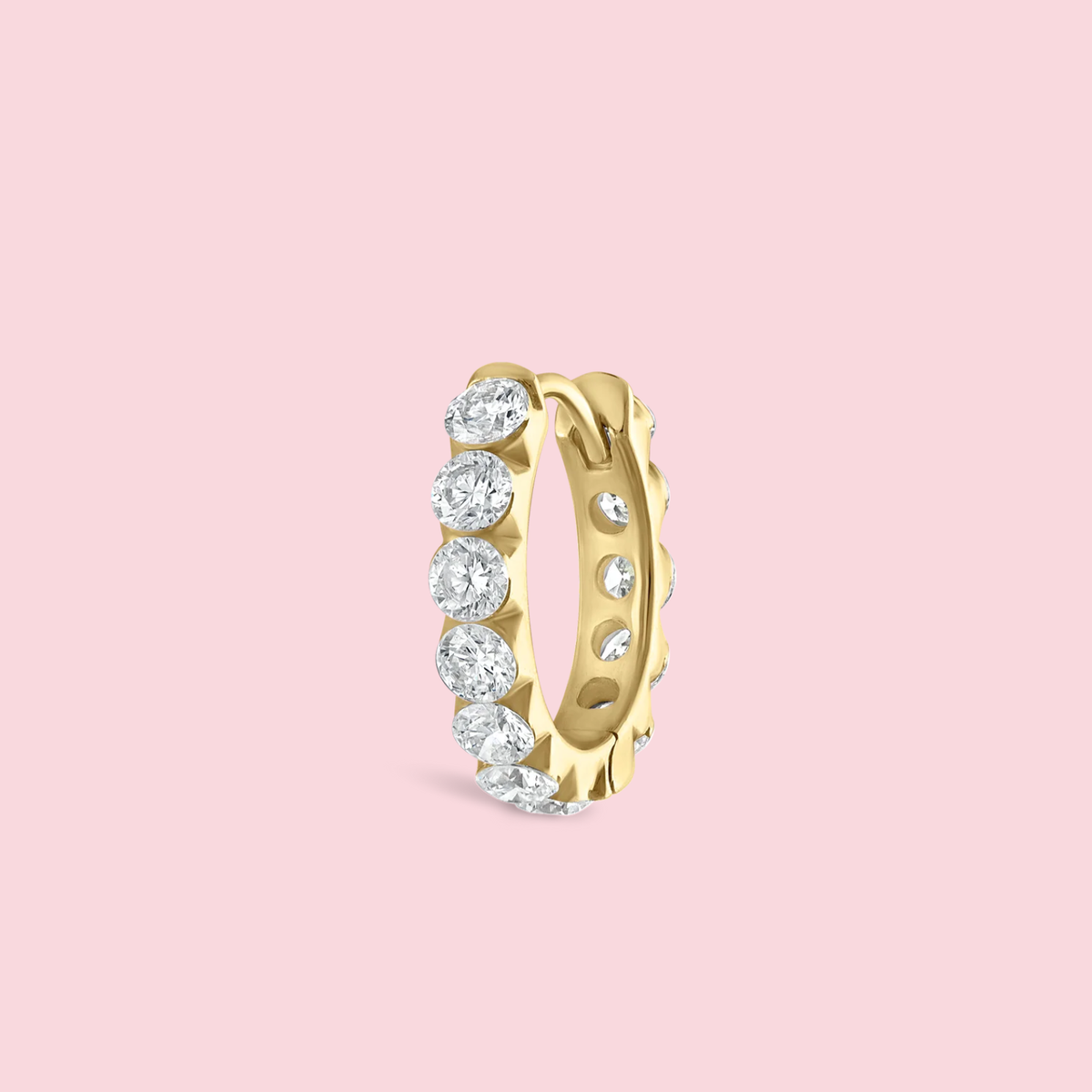 Invisible Set Large Diamond Eternity Hoop Earring - Yellow gold