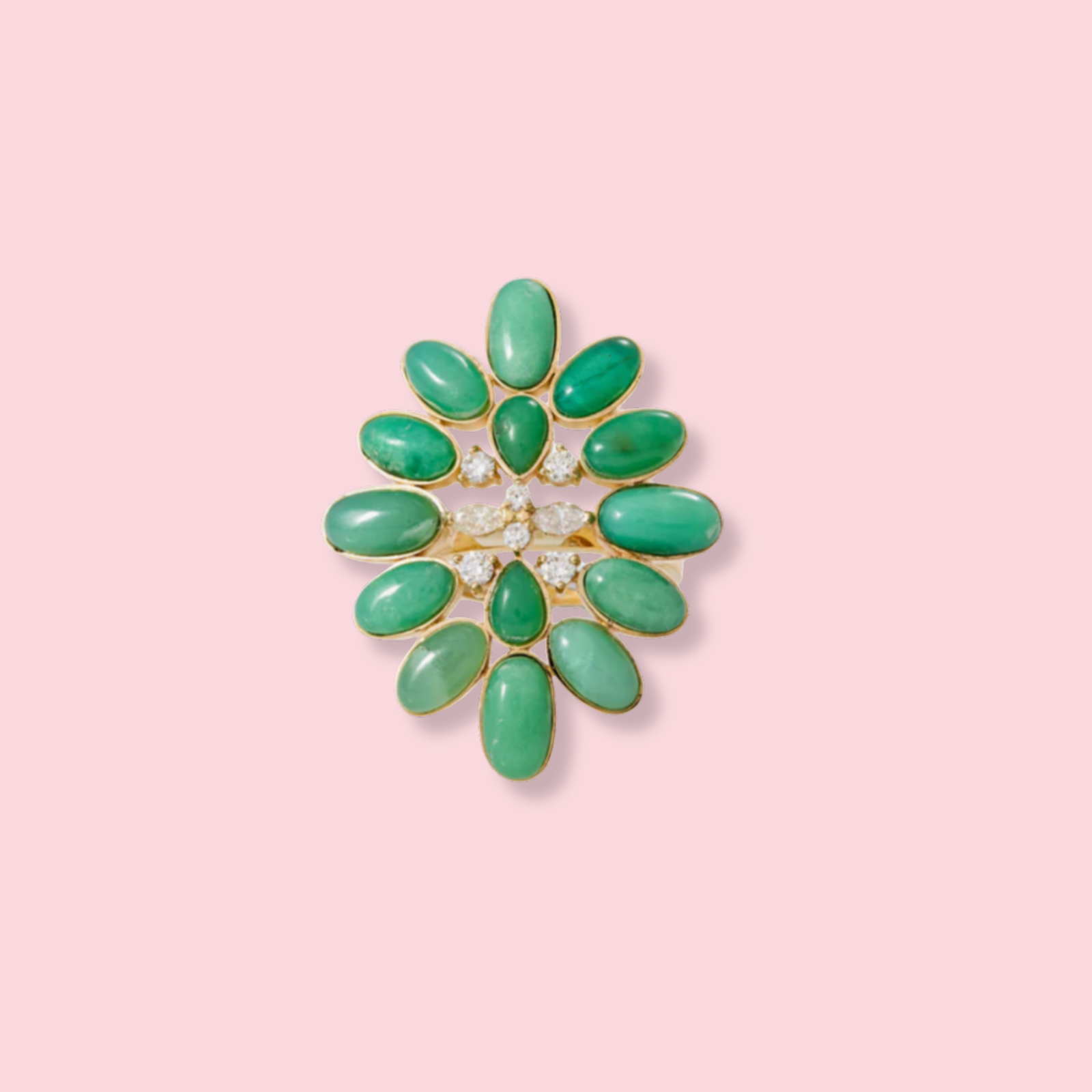 Diamond+ Chrysoprase Blossom Ring