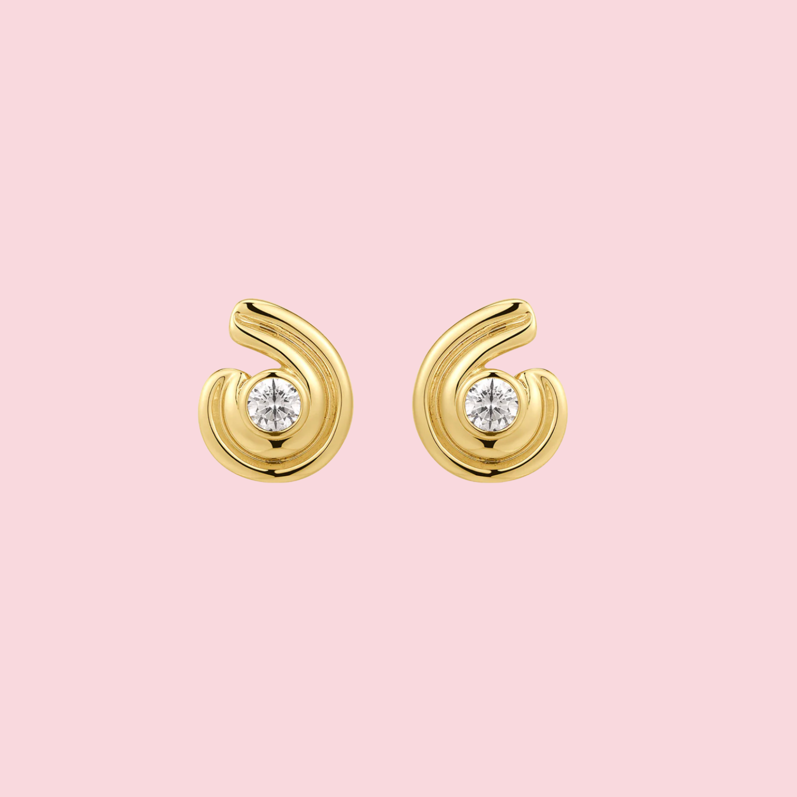 Wave Bezel Twist Studs