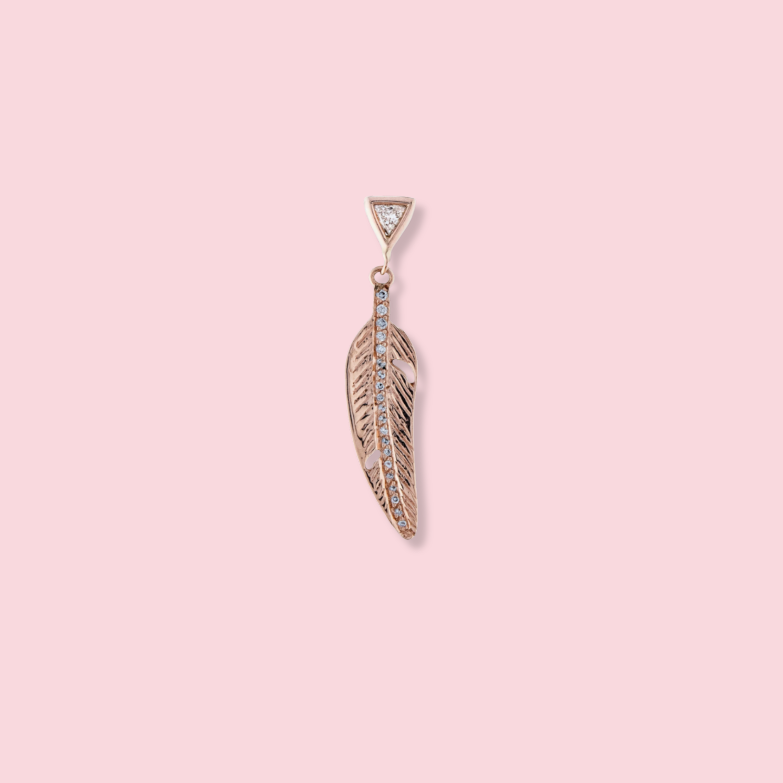 Pave Trillion + Gold Feather Earrings