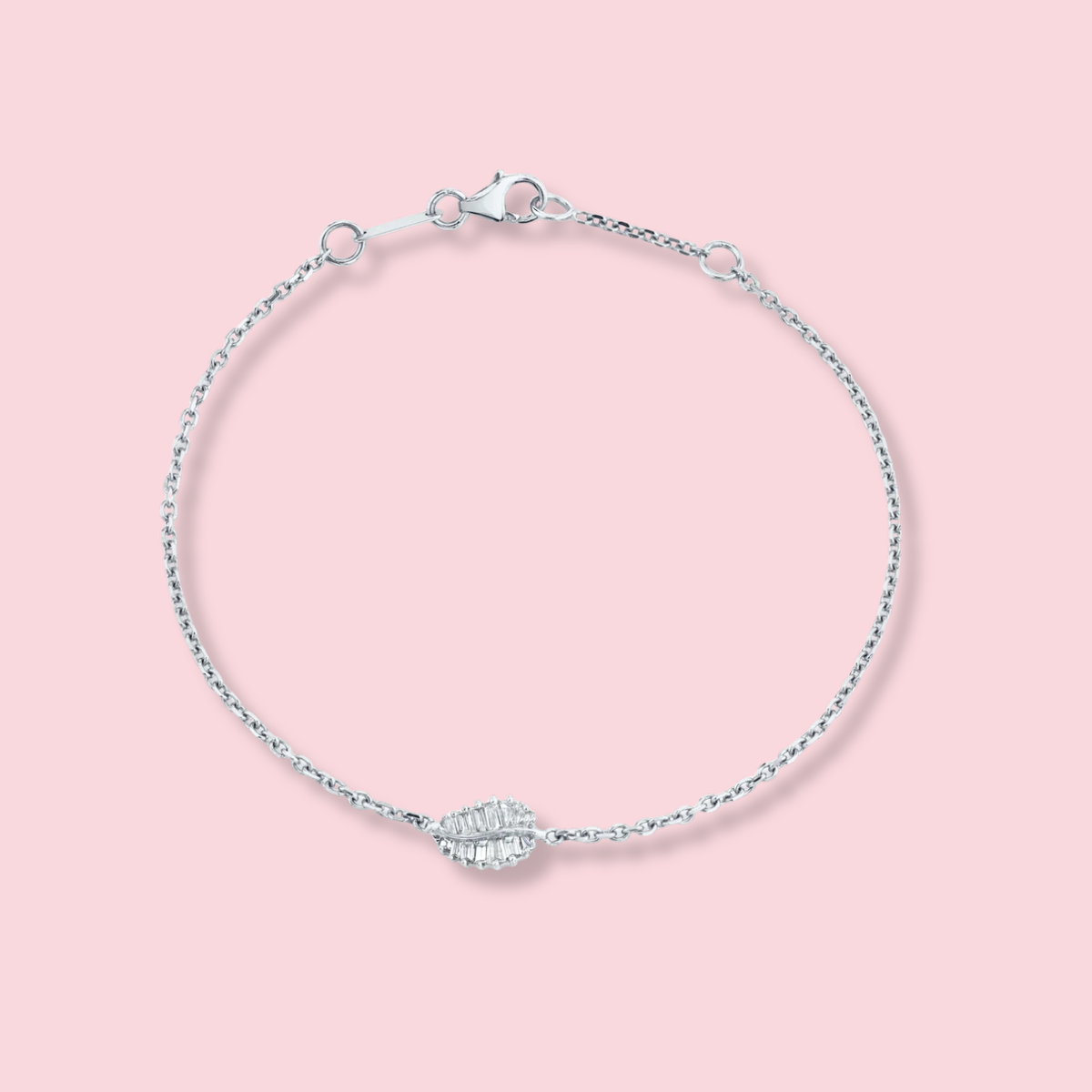 Small Palm Leaf Diamond Chain Bracelet