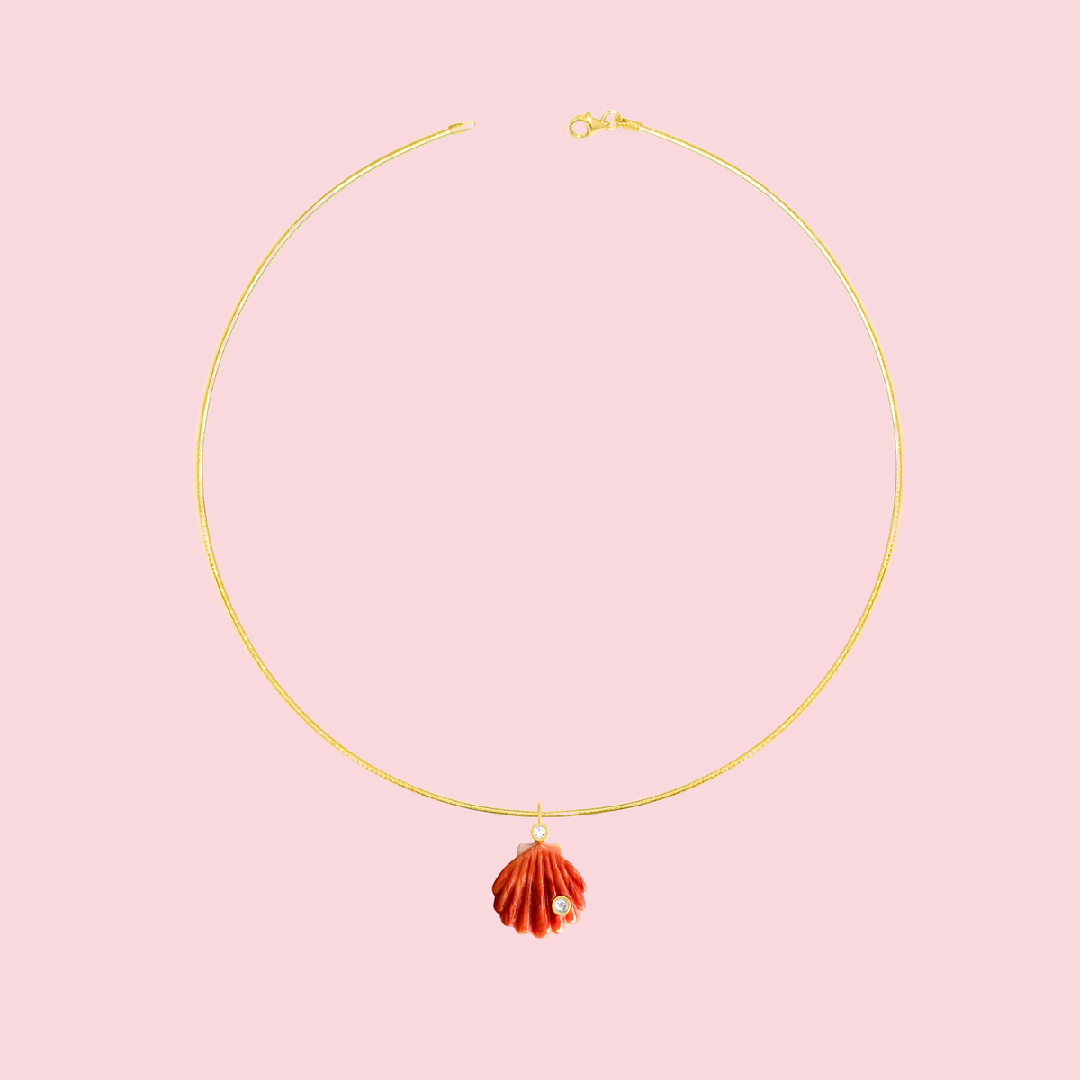 Gold Plated Omega Chain with Shell Charm