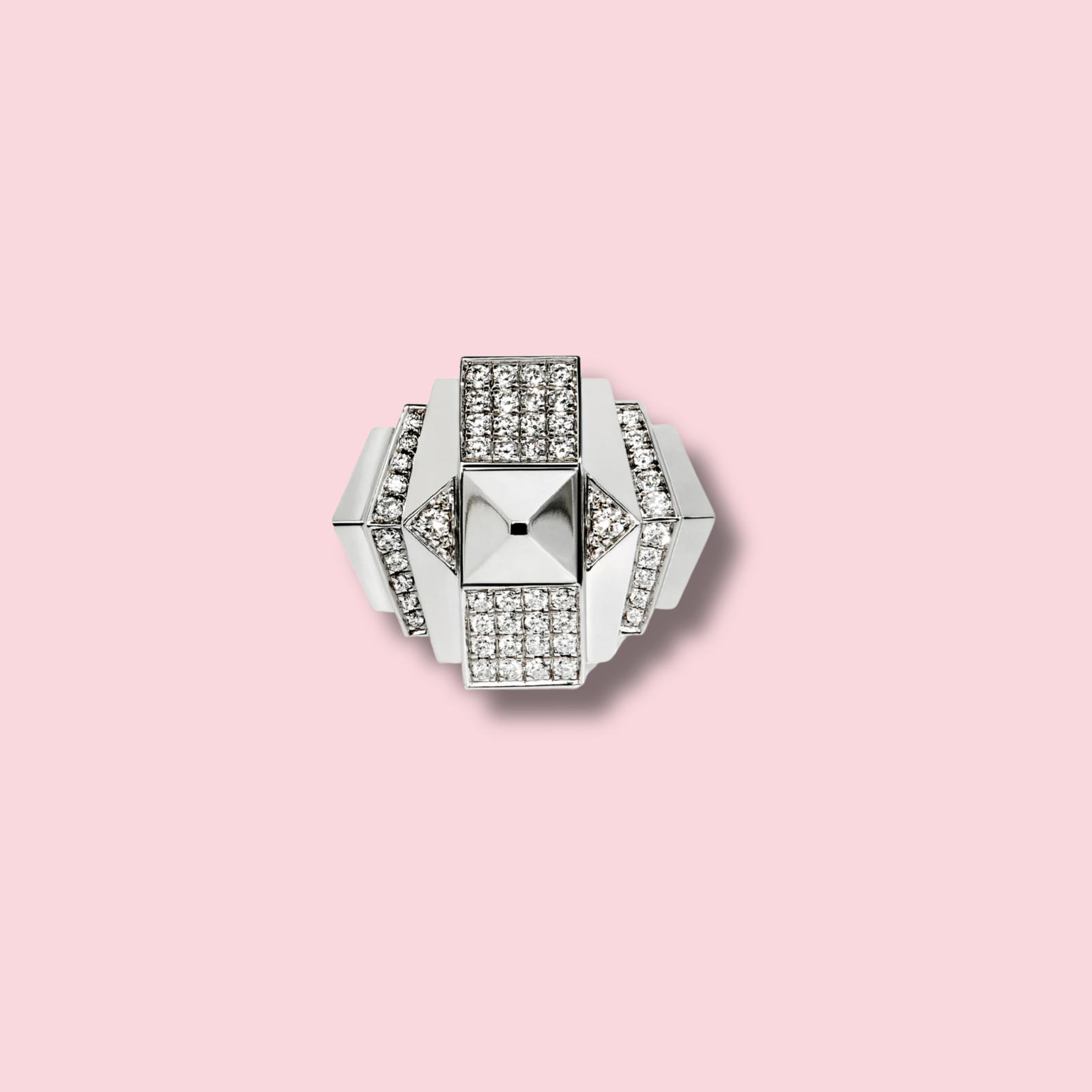 Rockaway Pyramid Half Paved Ring