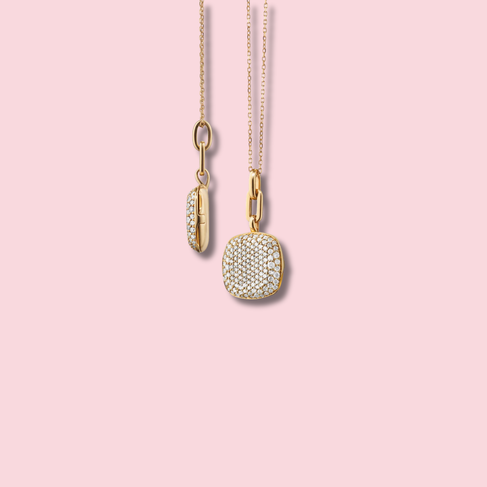 Slim "Rae" Locket Necklace with Diamonds