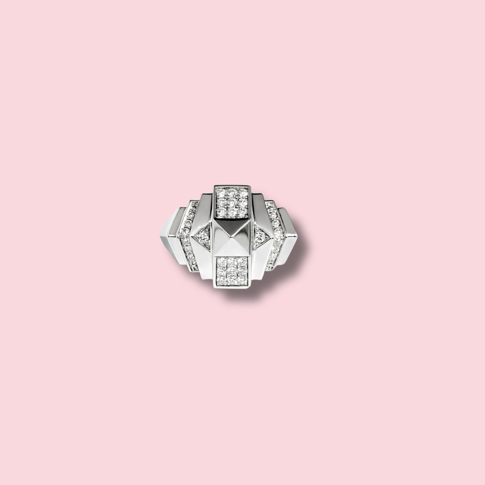 Rockaway Mini Pyramid Half Paved Ring