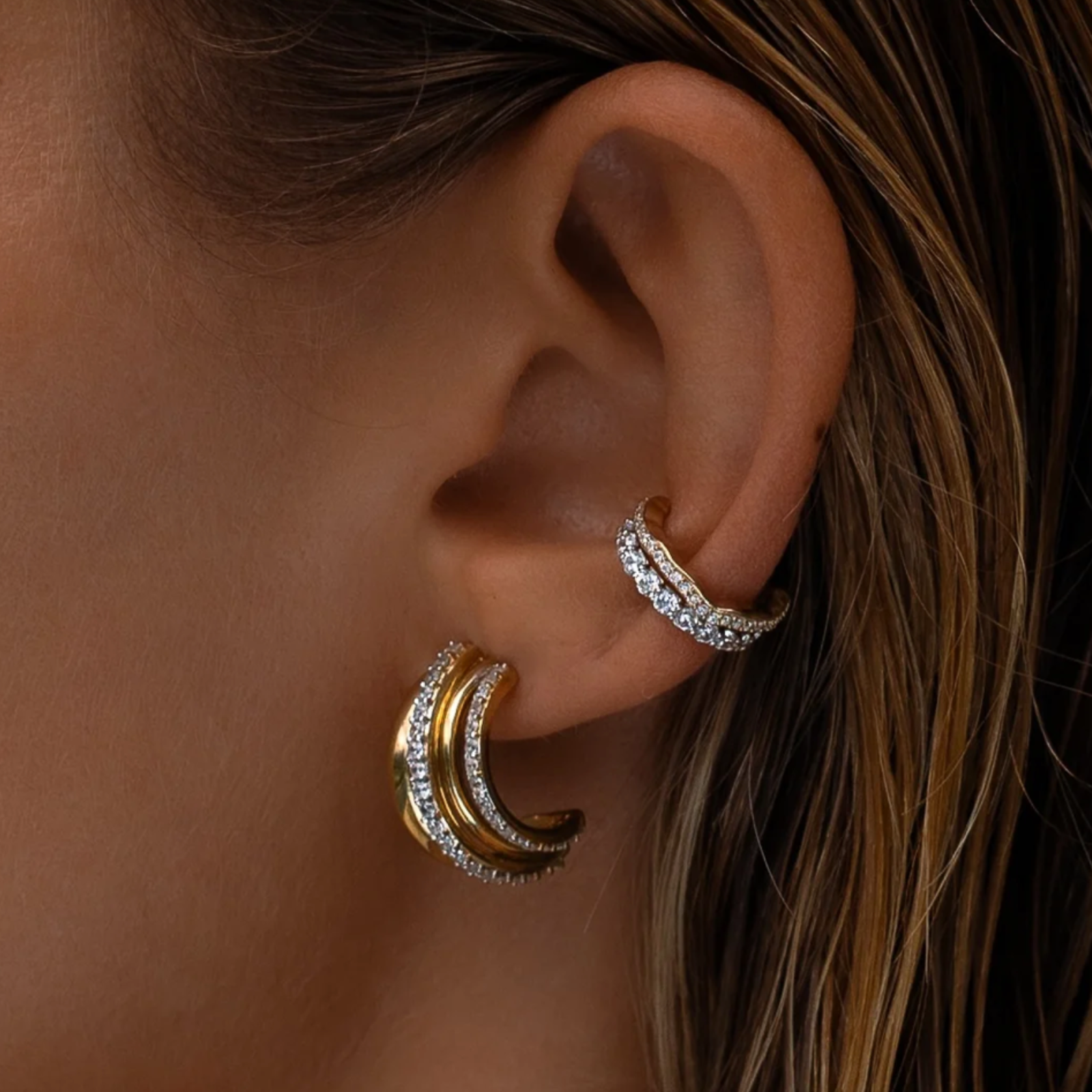 Mallorca Triple Demi Hoop Earrings