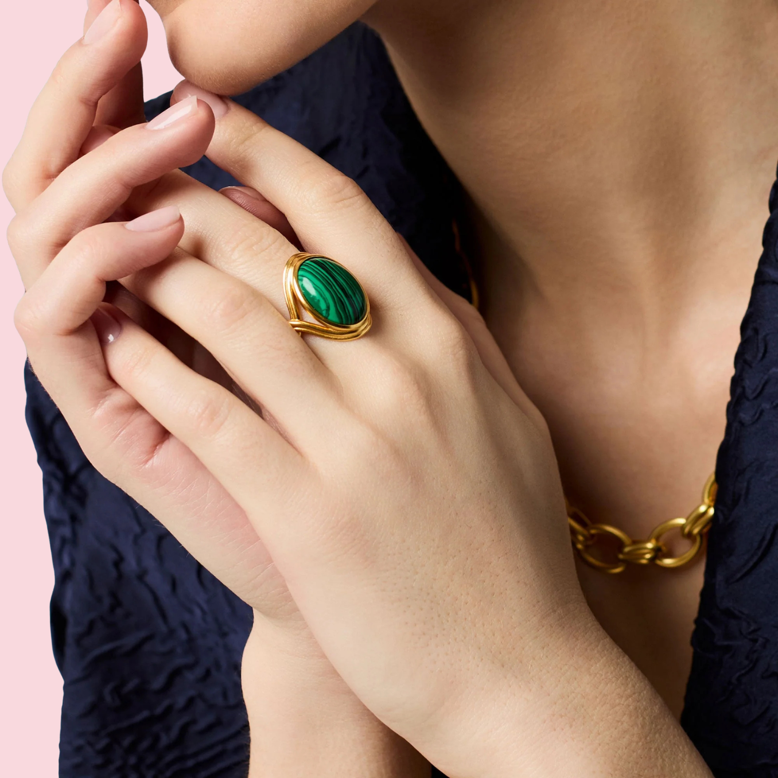 Essex Statement Ring - Malachite Green