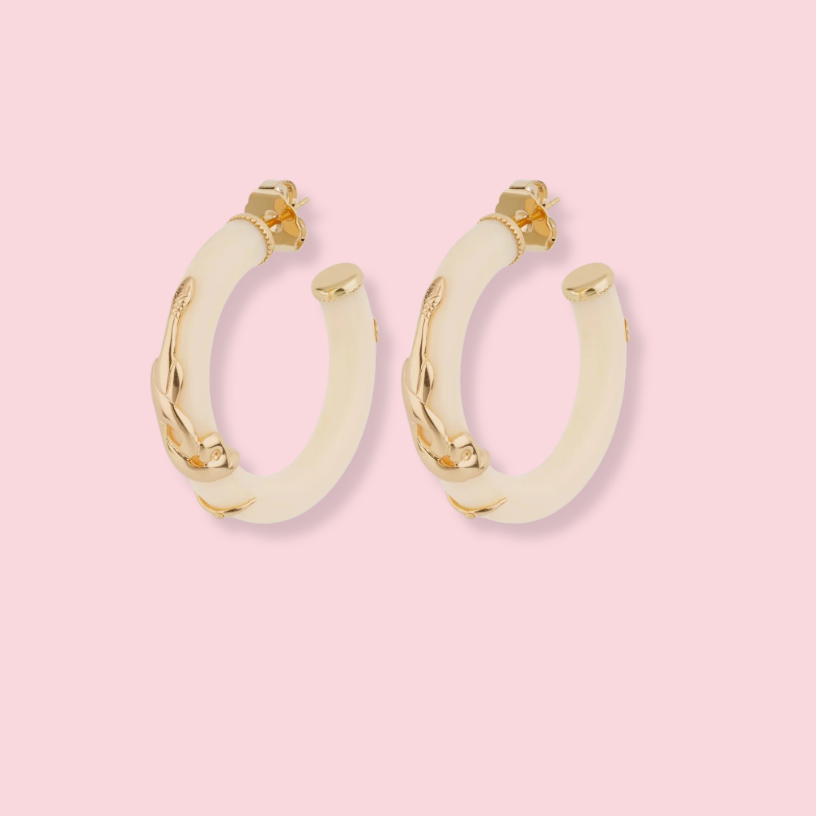 Small Cobra Hoop Earrings in Acetate - Ivory