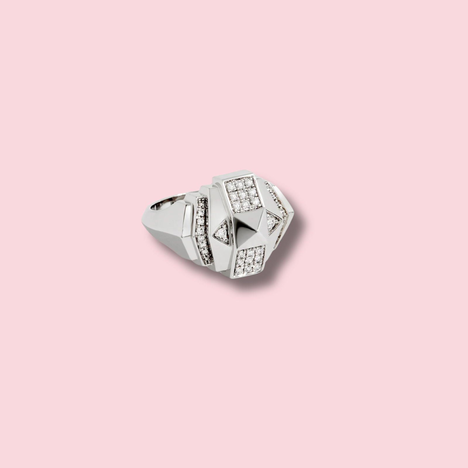 Rockaway Mini Pyramid Half Paved Ring
