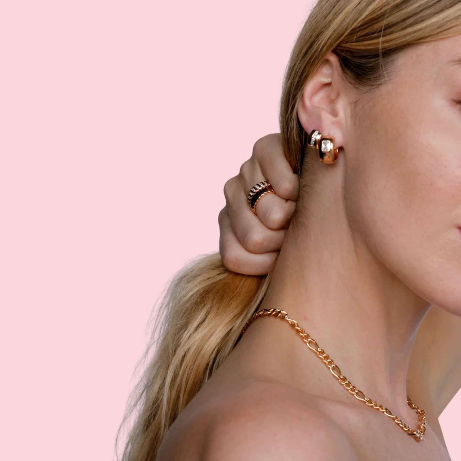 The Pave Stripe Monaco Huggies