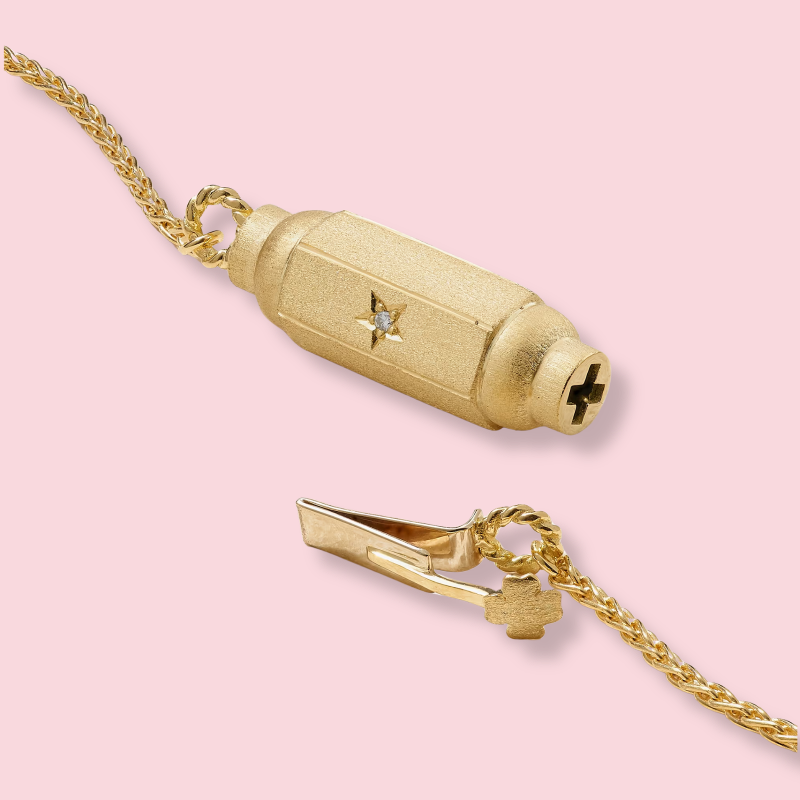 Micro Coco Locket 14-karat gold diamond necklace