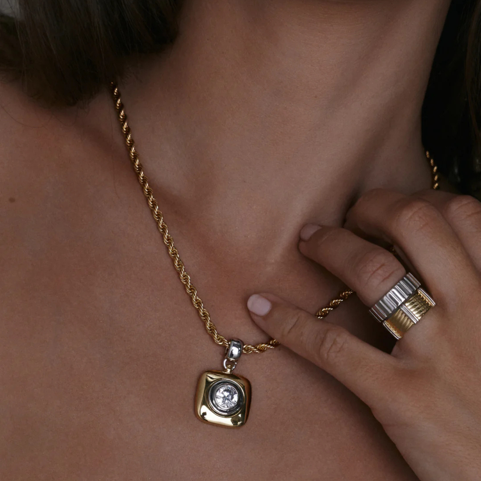 The Luna Bezel Pendant Necklace