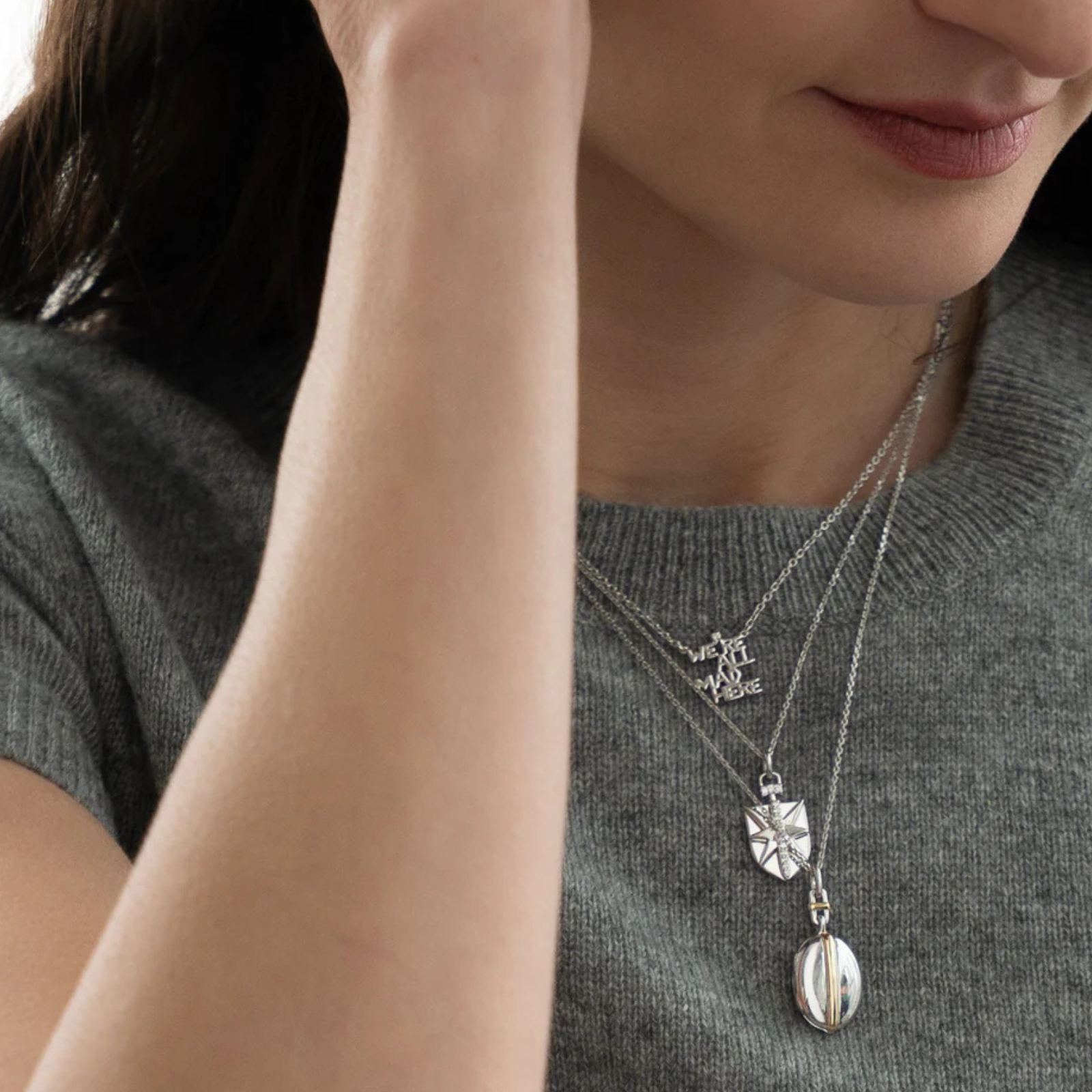 Slim Oval "Tess" Two-Tone Locket Necklace