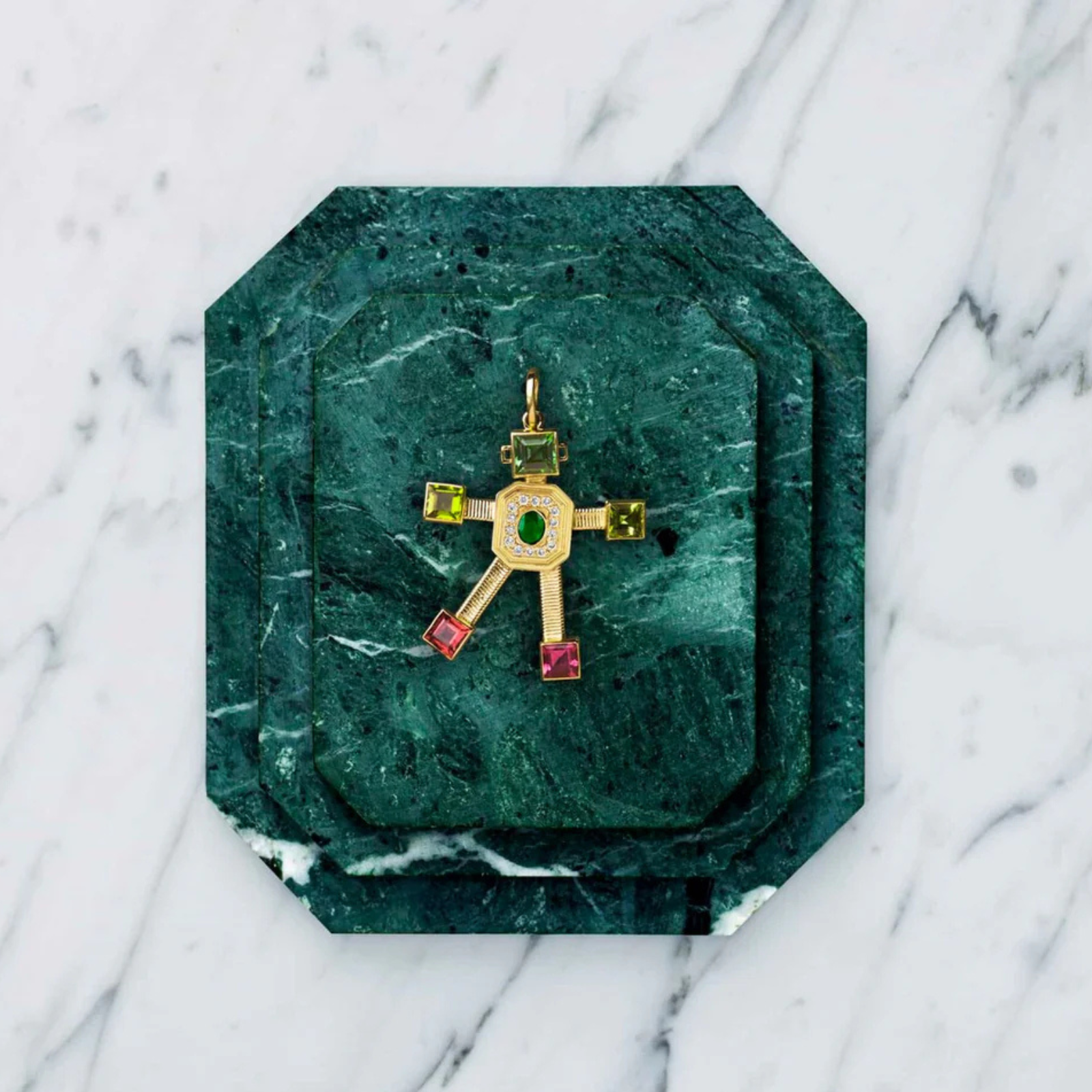 Disco Van Robot Maxi Pendant Diamond Emerald Tourmaline