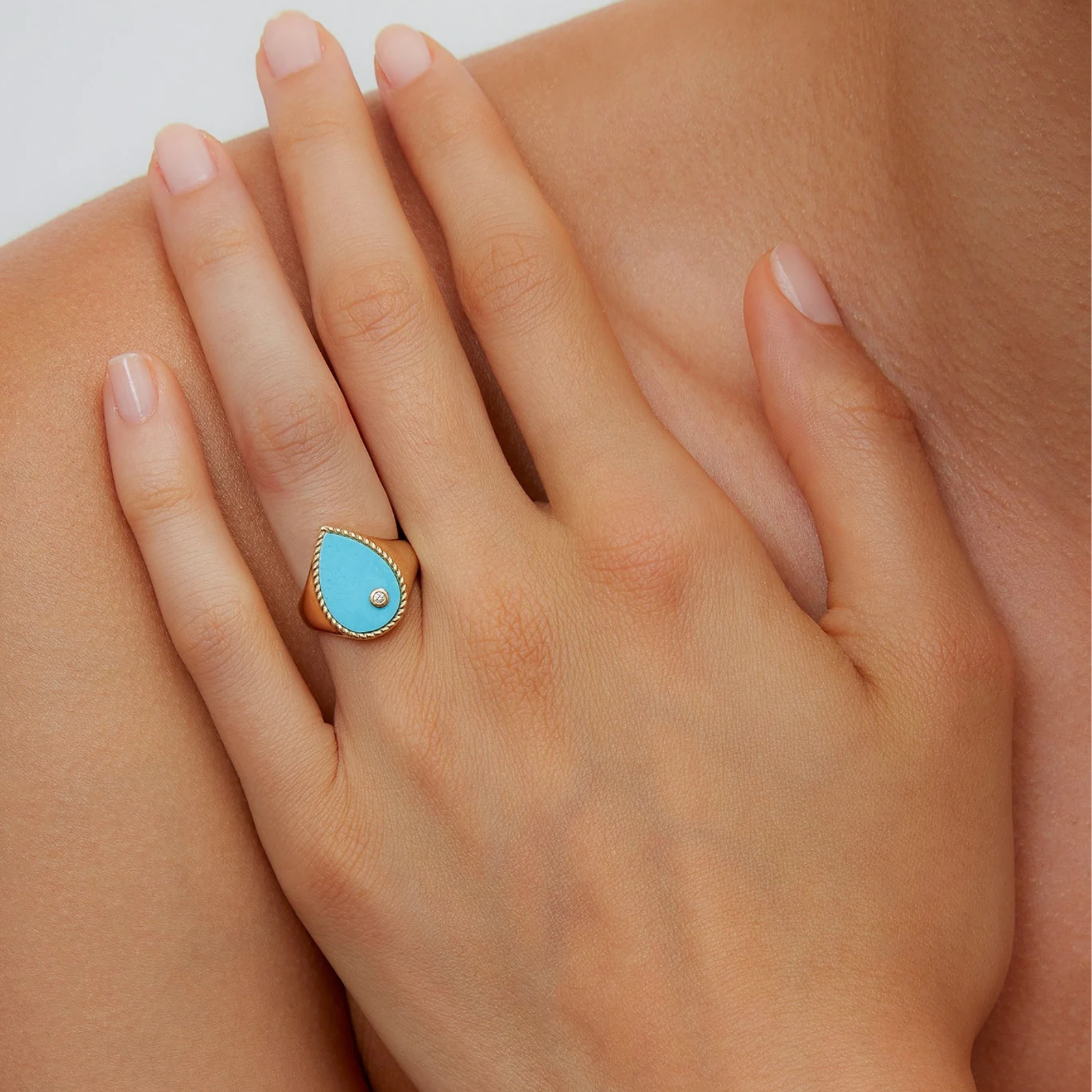 Chevalière Poire Turquoise Pear