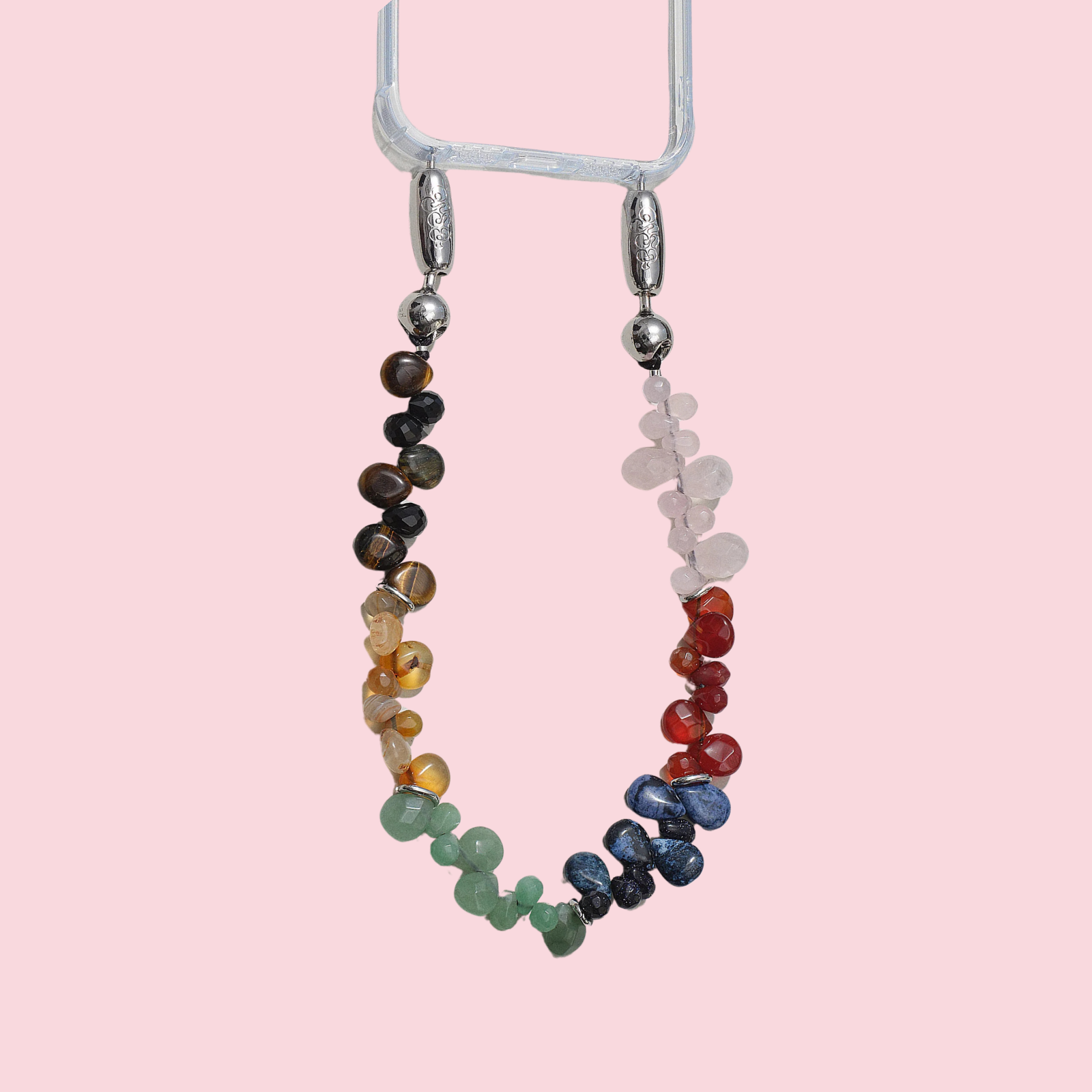 Linked Teardrop Gemstone Wristlet Multi / Rhodium