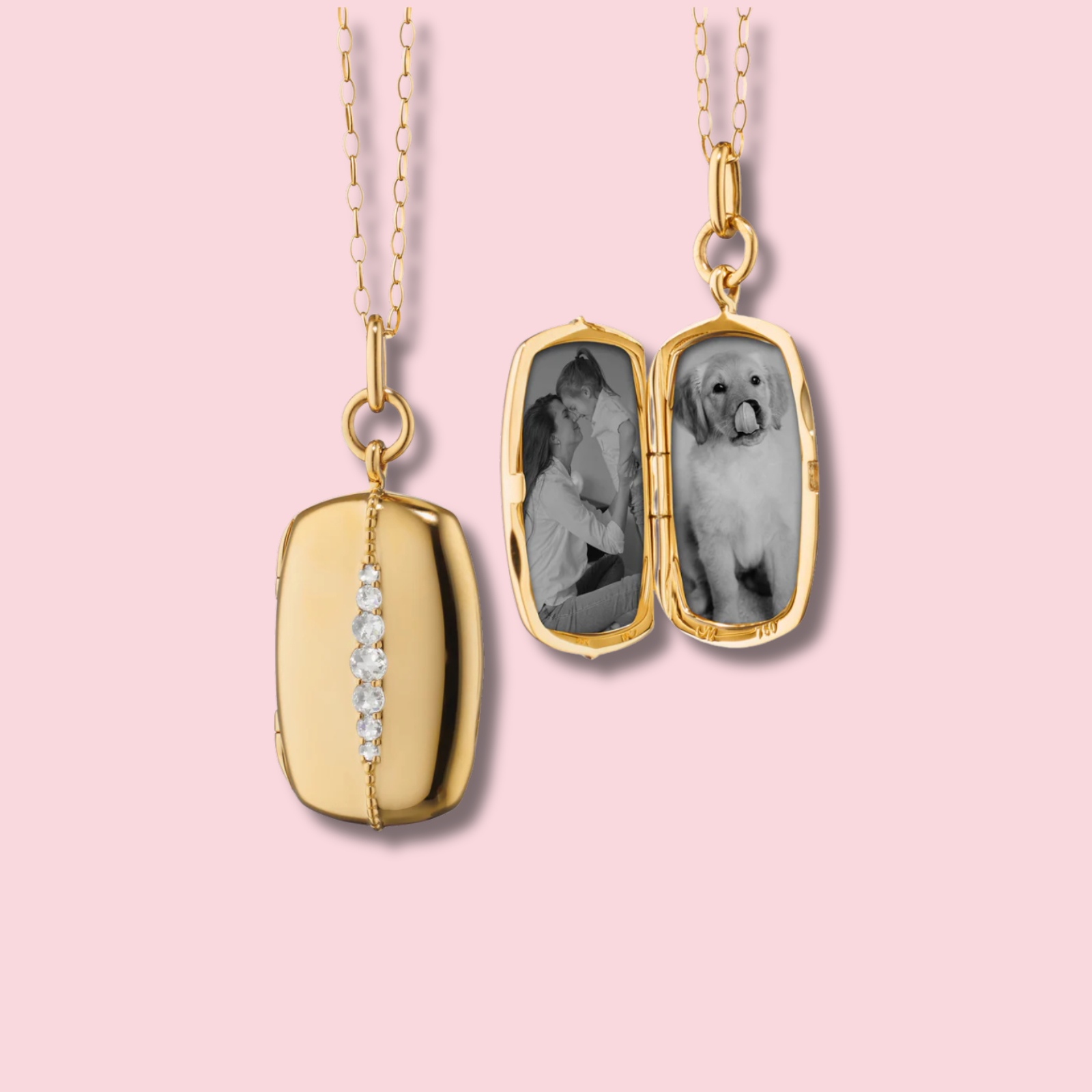 Slim Rectangle "Kate" 18K Gold Locket Necklace