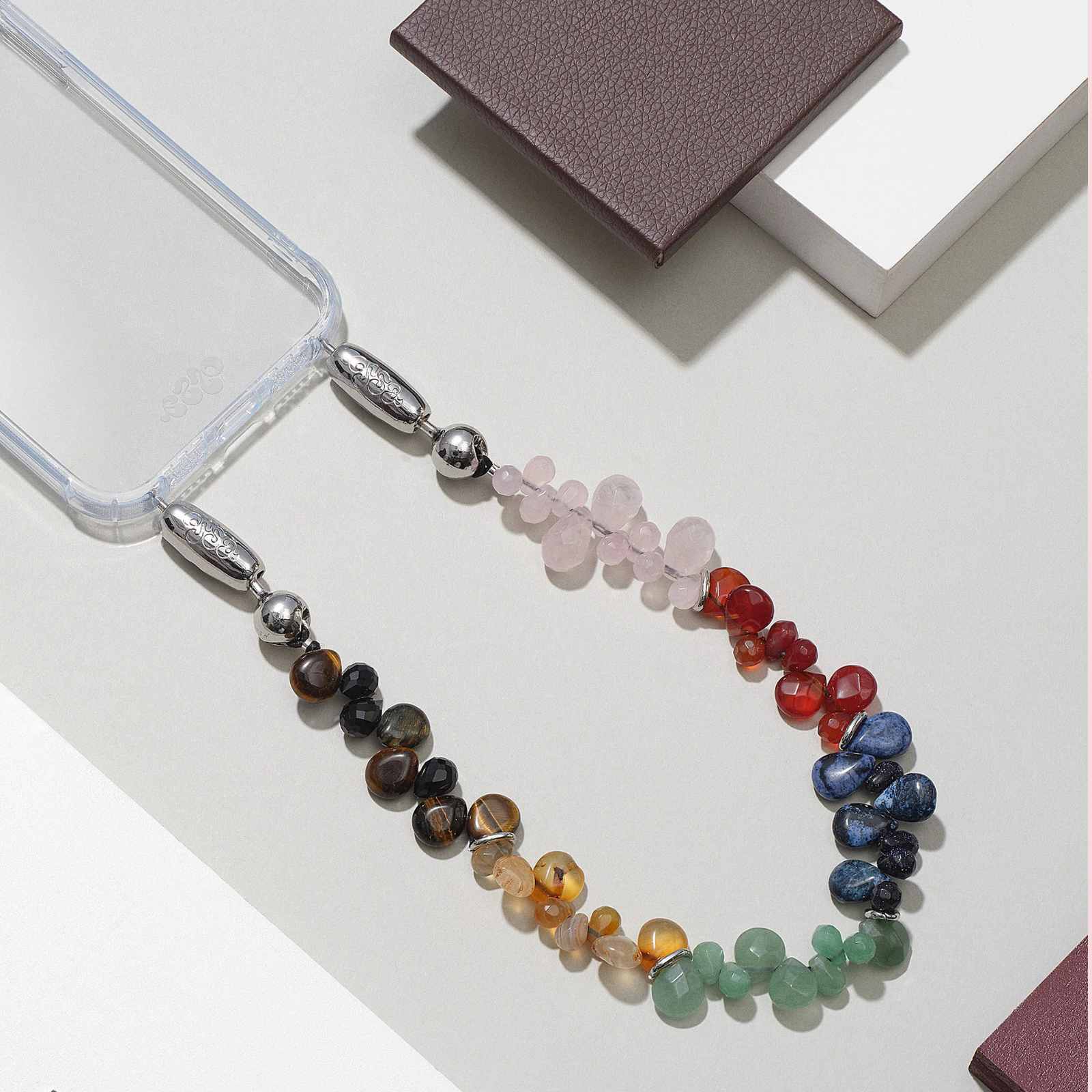 Linked Teardrop Gemstone Wristlet Multi / Rhodium