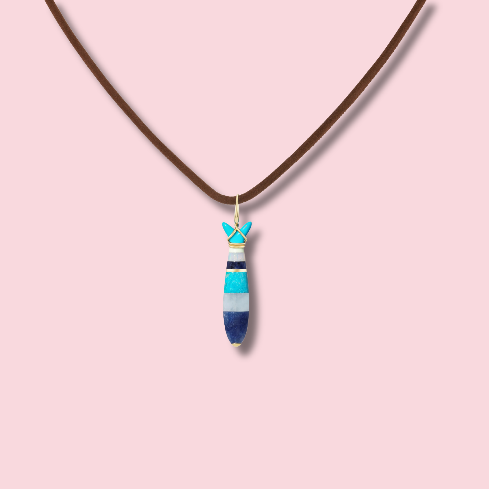 Fish Pendant, Blue Stones
