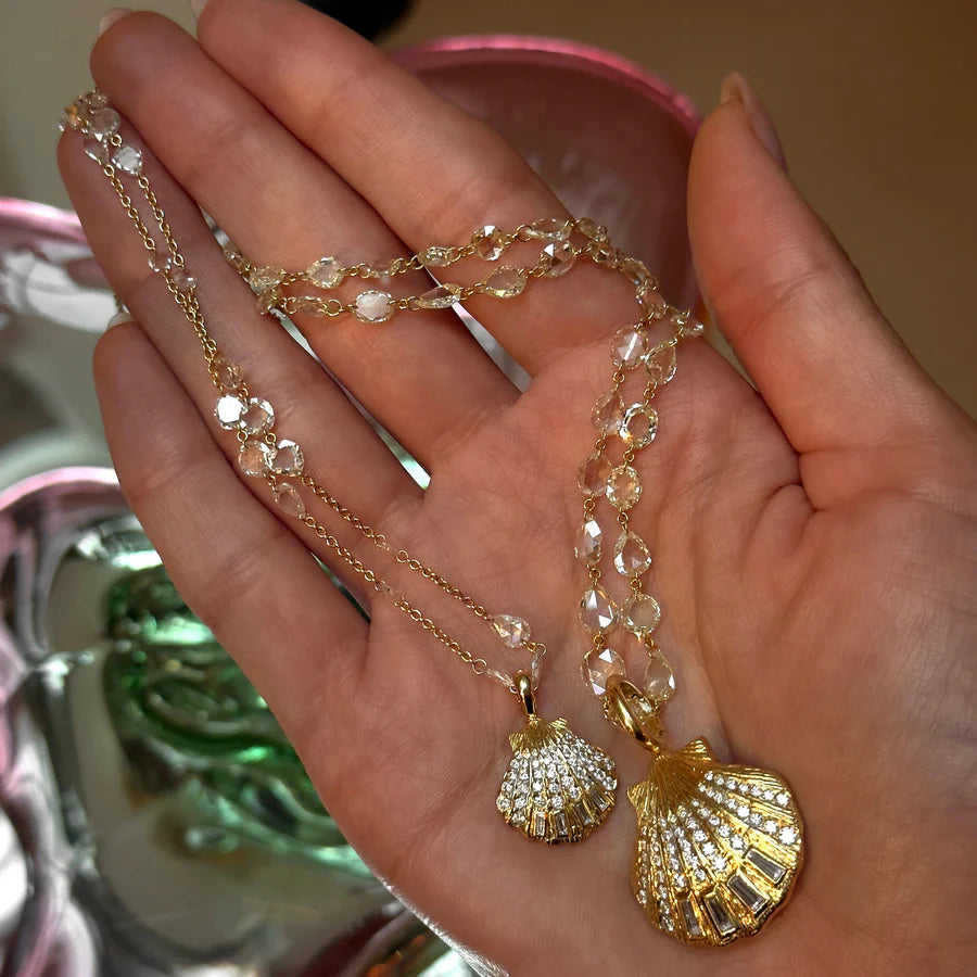 Baby Diamond & Pearl Shell Pendant