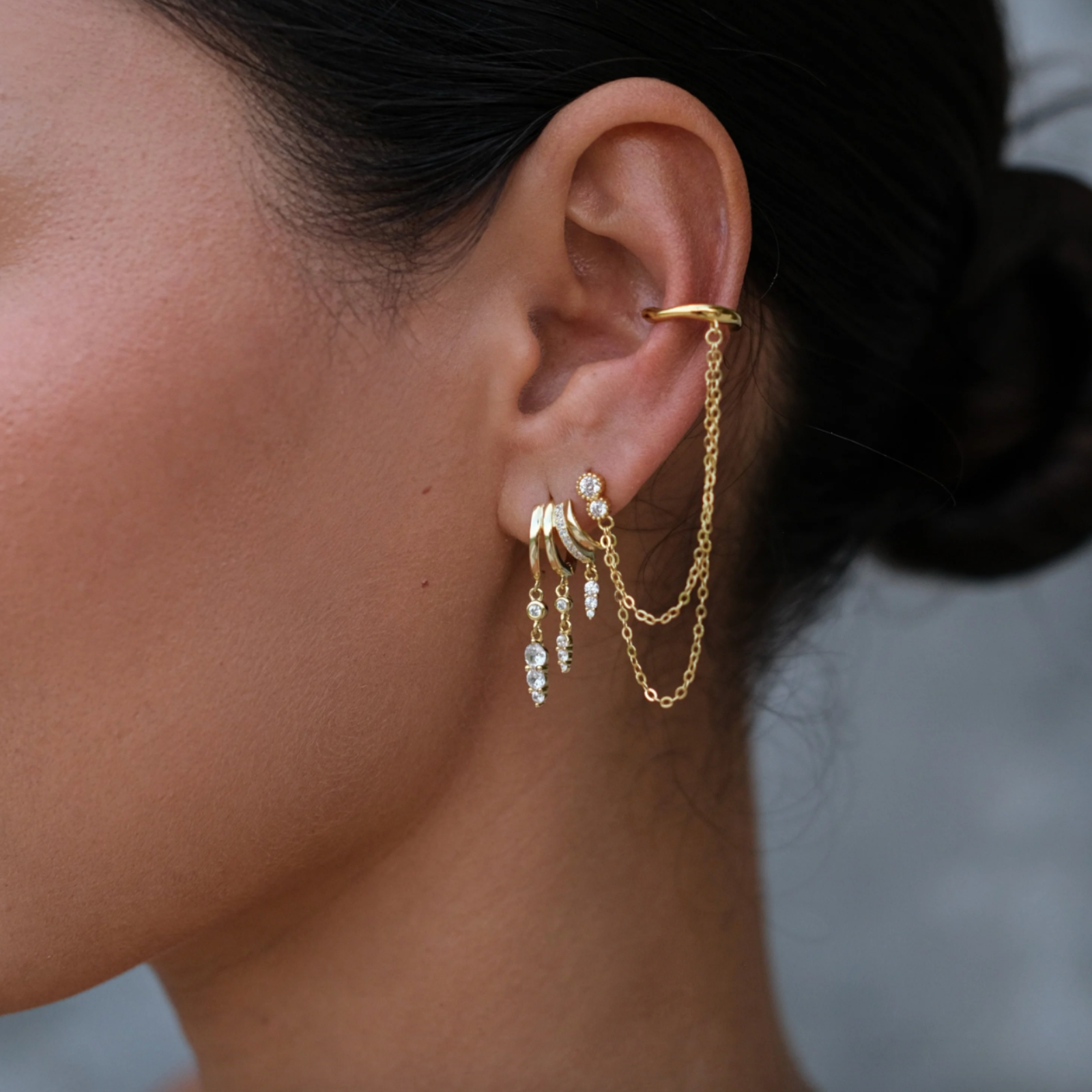 Siren Double Chain Cuff Earring