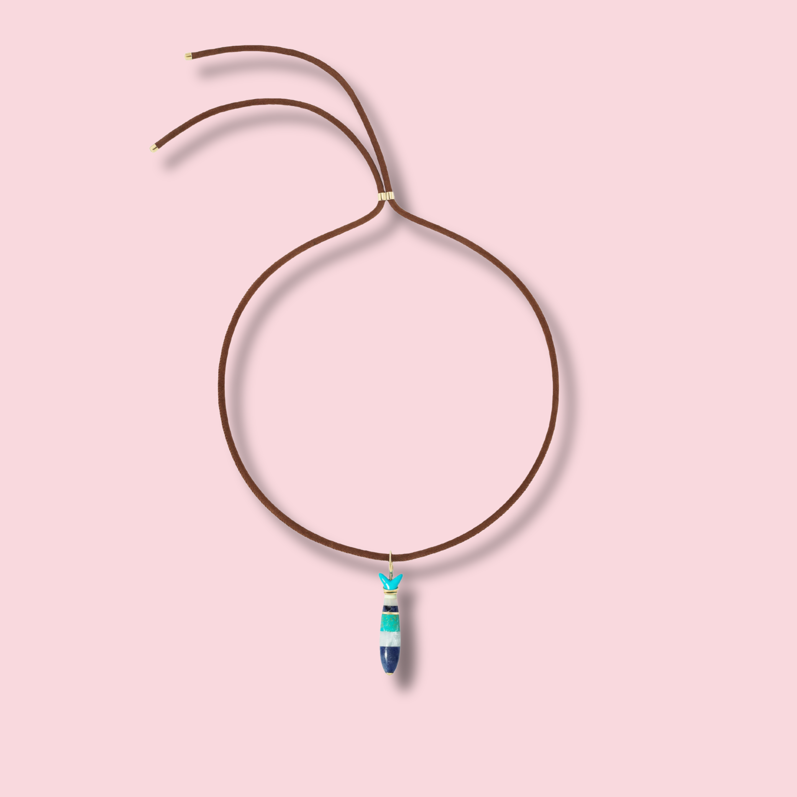 Fish Pendant, Blue Stones