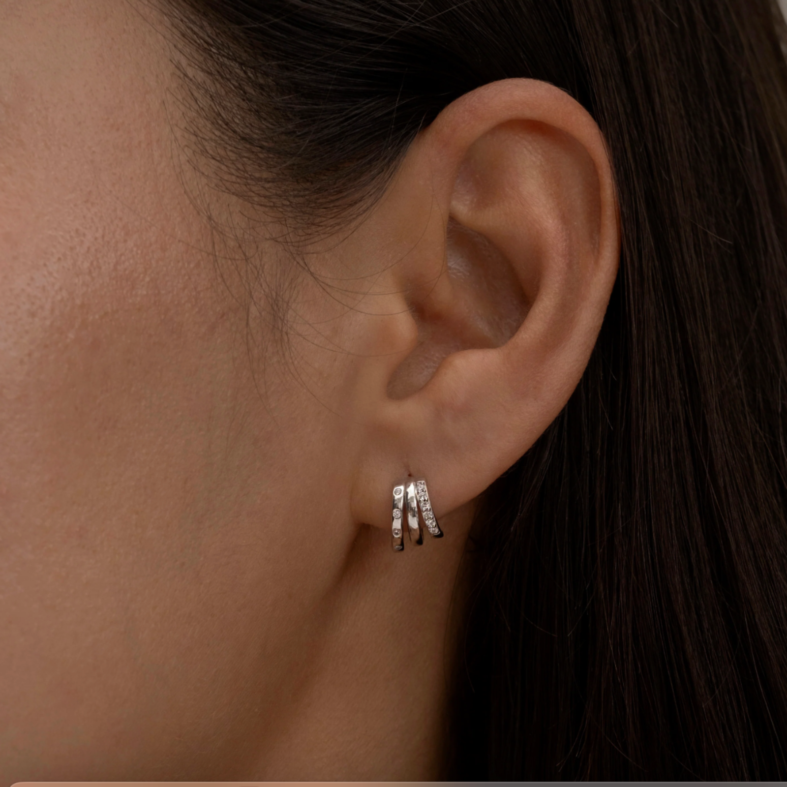 Trinity Hoop Huggies Earring