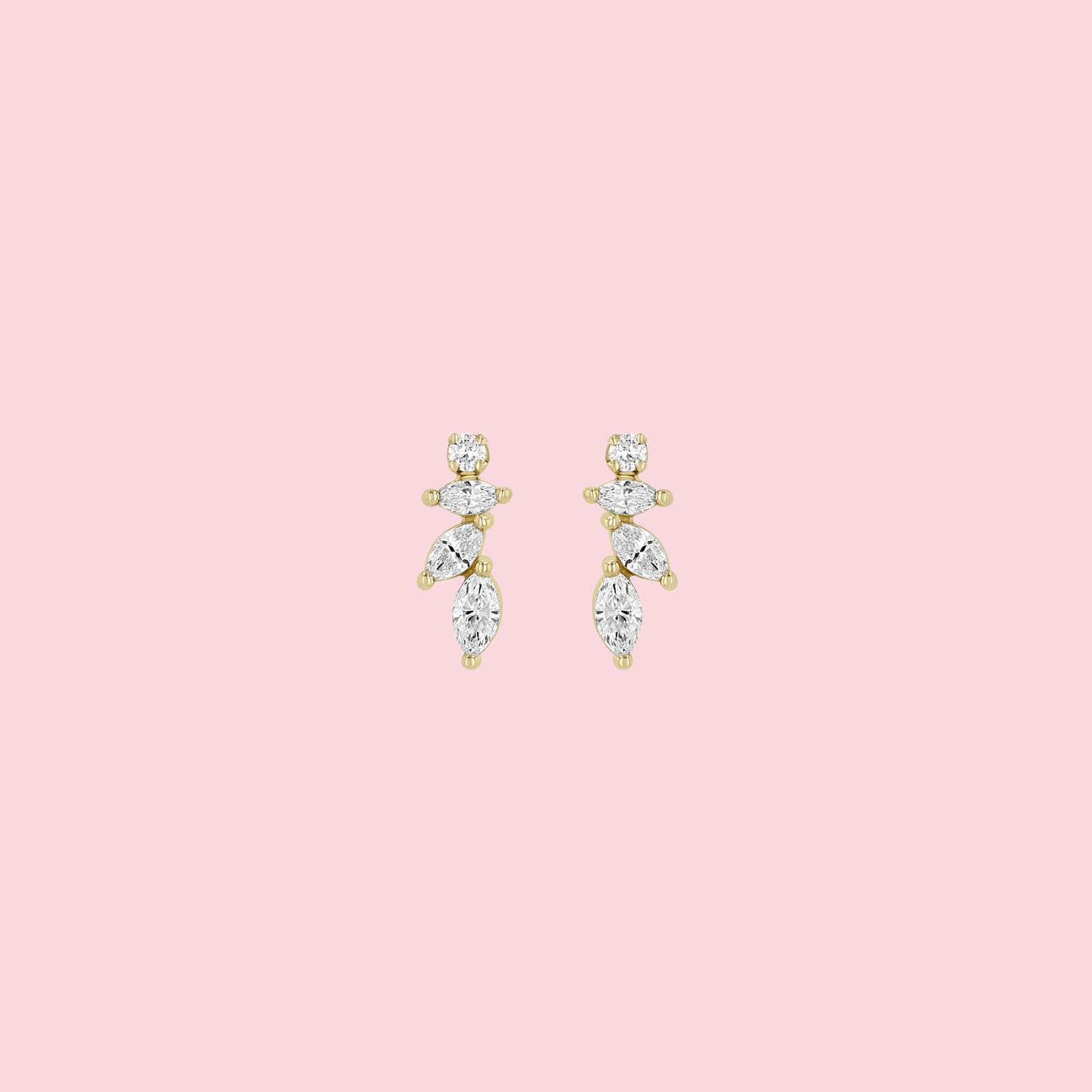 Marquise & Round Diamond Fan Drop Earrings