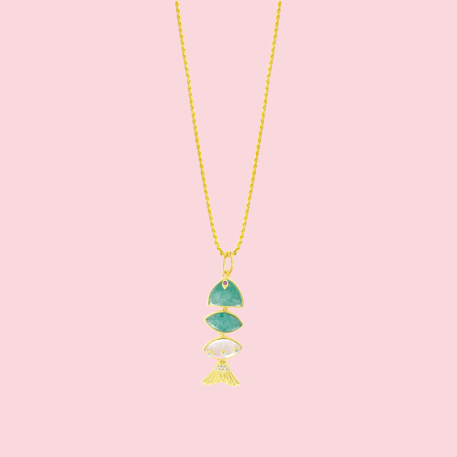 Small Prosperity Fish + 24 Inches Rope Chain