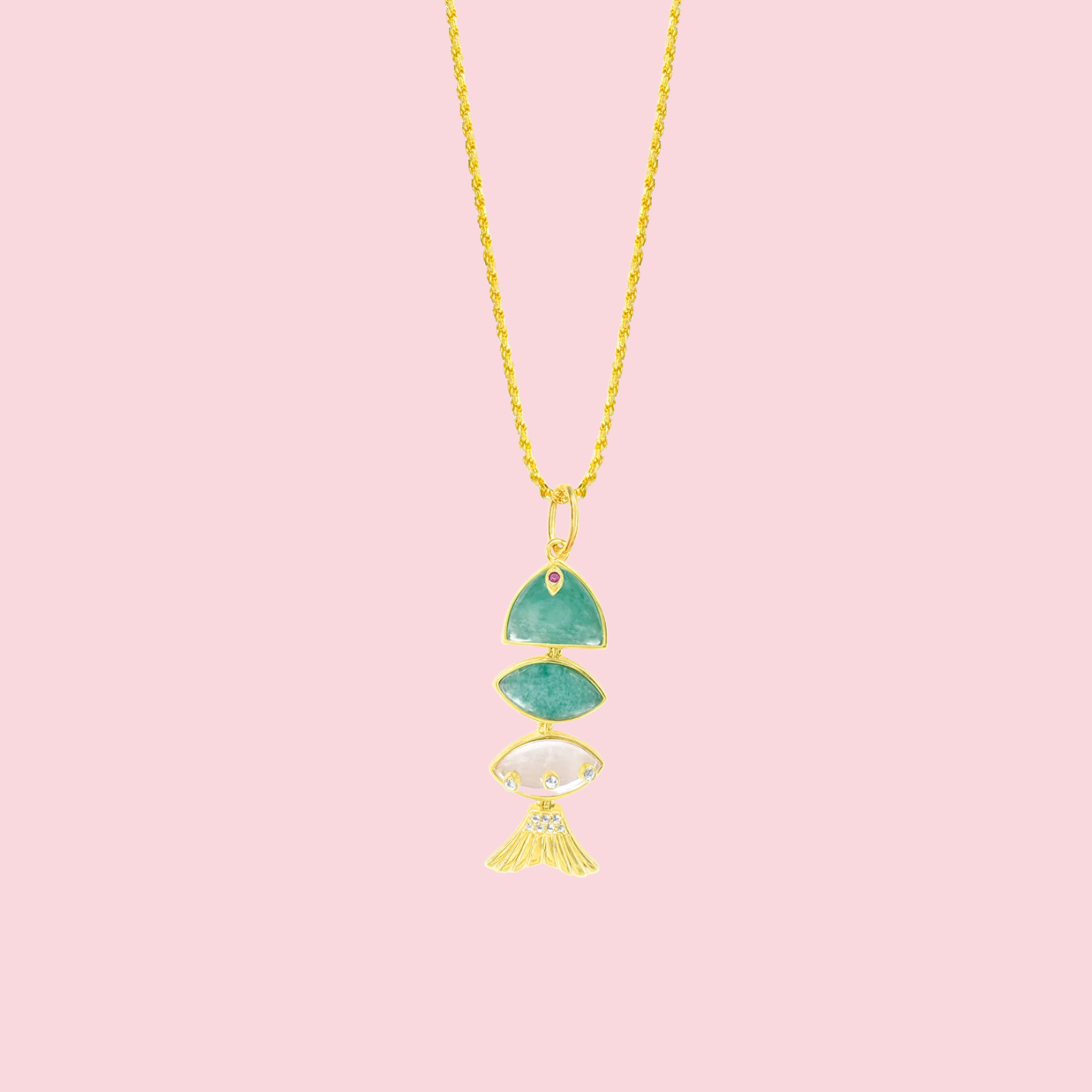 Big Prosperity Fish Charm + 24 Inches Rope Chain