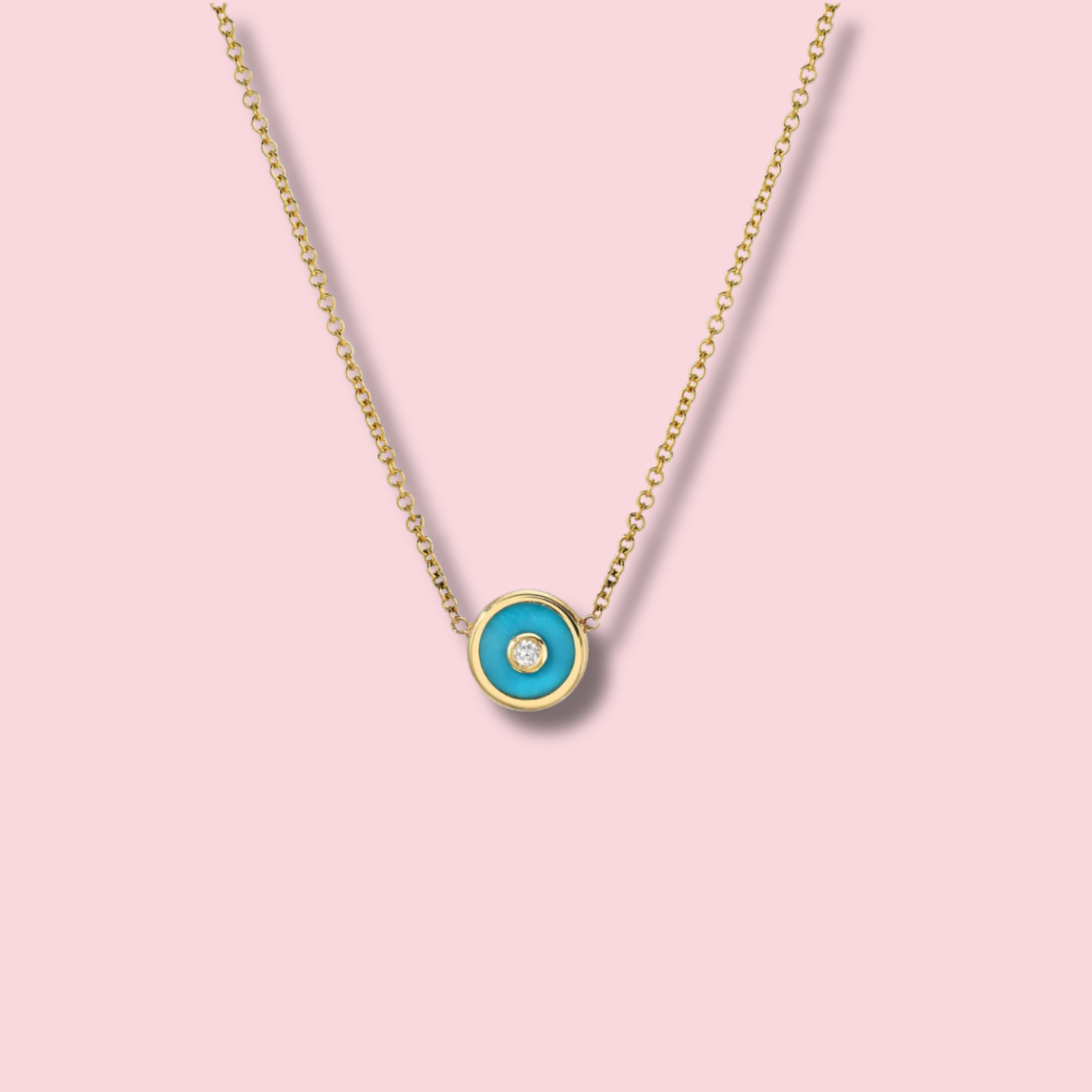 Mini Compass Pendant with Turquoise
