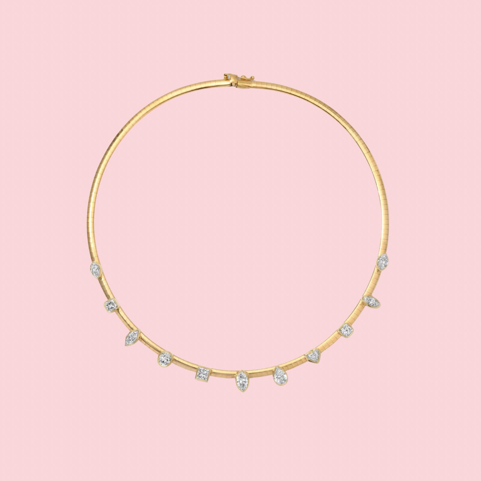 Bezel Multi Diamond Ridge Collar