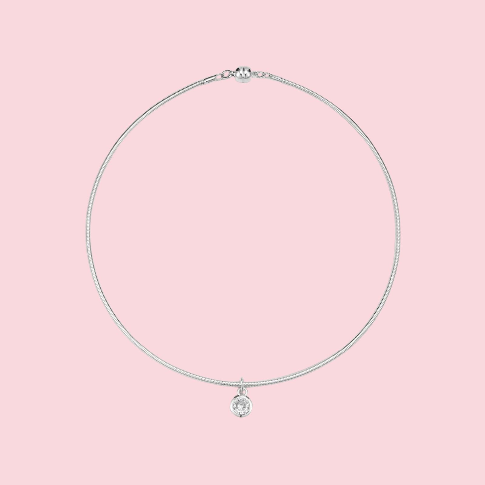 The Georgia Stone Omega Necklace- Silver