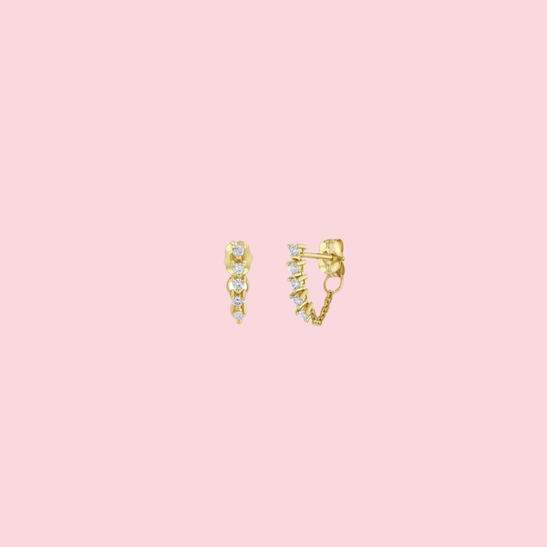 Diamond Tennis Chain Huggie Earrings
