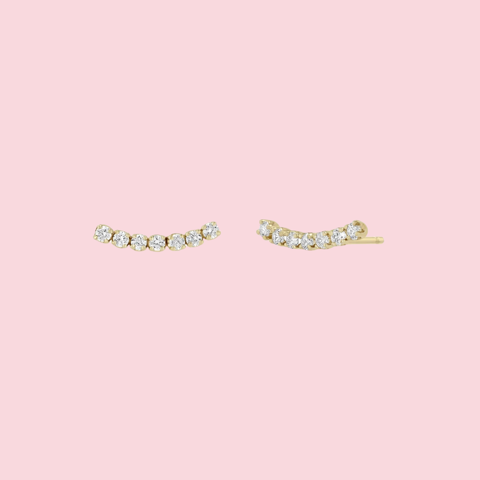 7 Prong Diamond Curve Studs