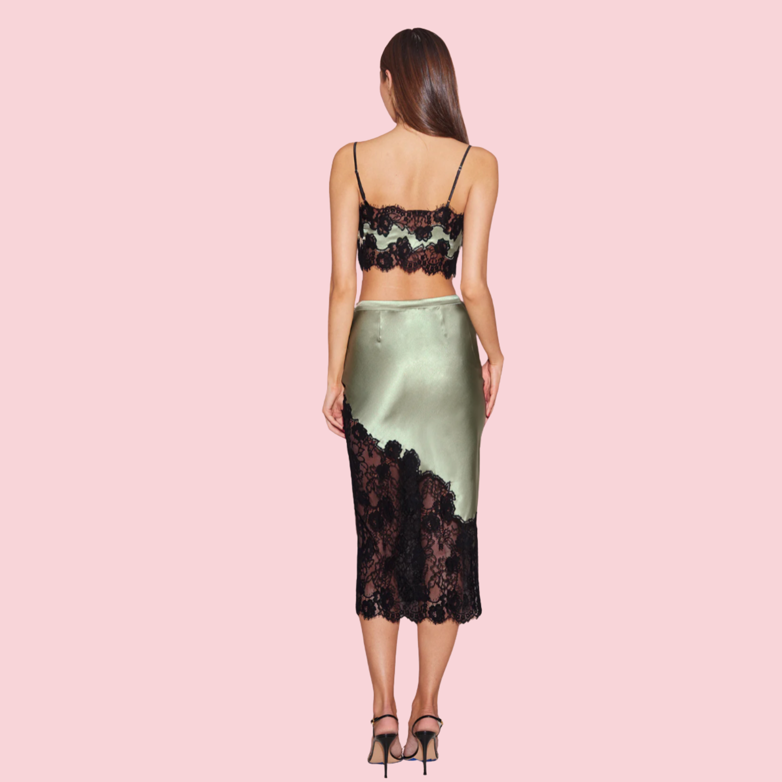 SILK & LACE SCALLOP MIDI SKIRT