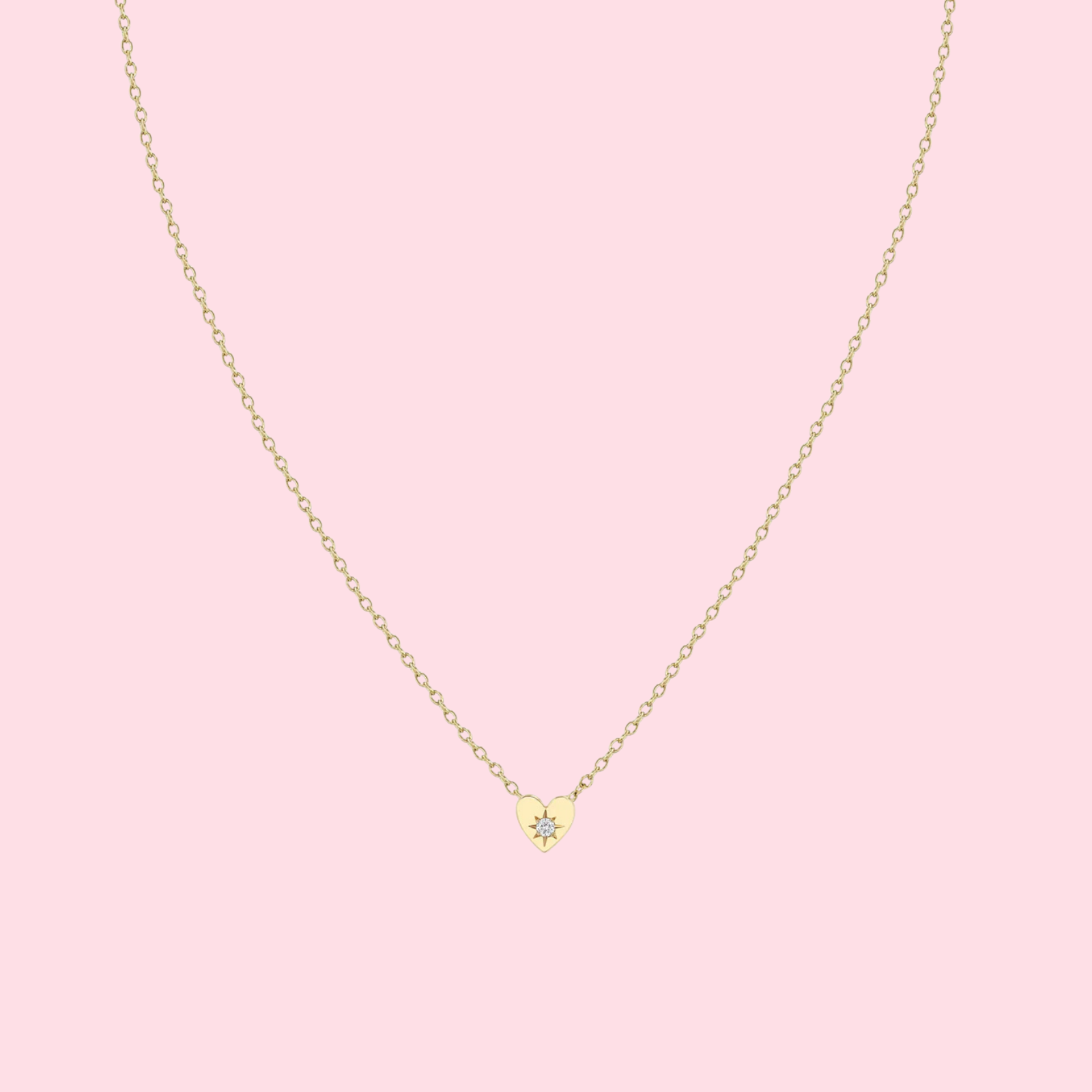Itty Bitty Star Set Diamond Heart Necklace
