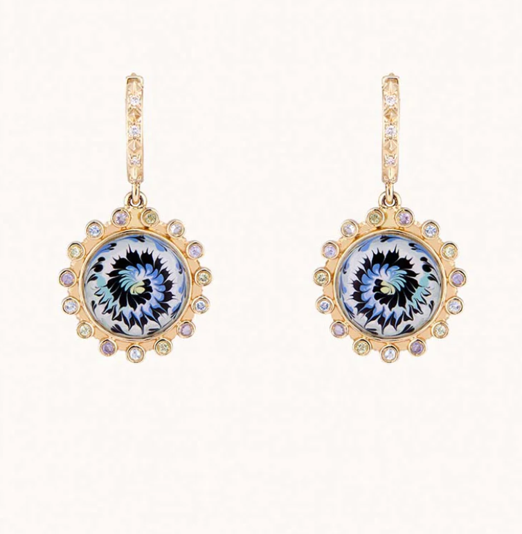 14K Yellow-Gold Mini Tie-Dye Drop Earrings - Millo Jewelry