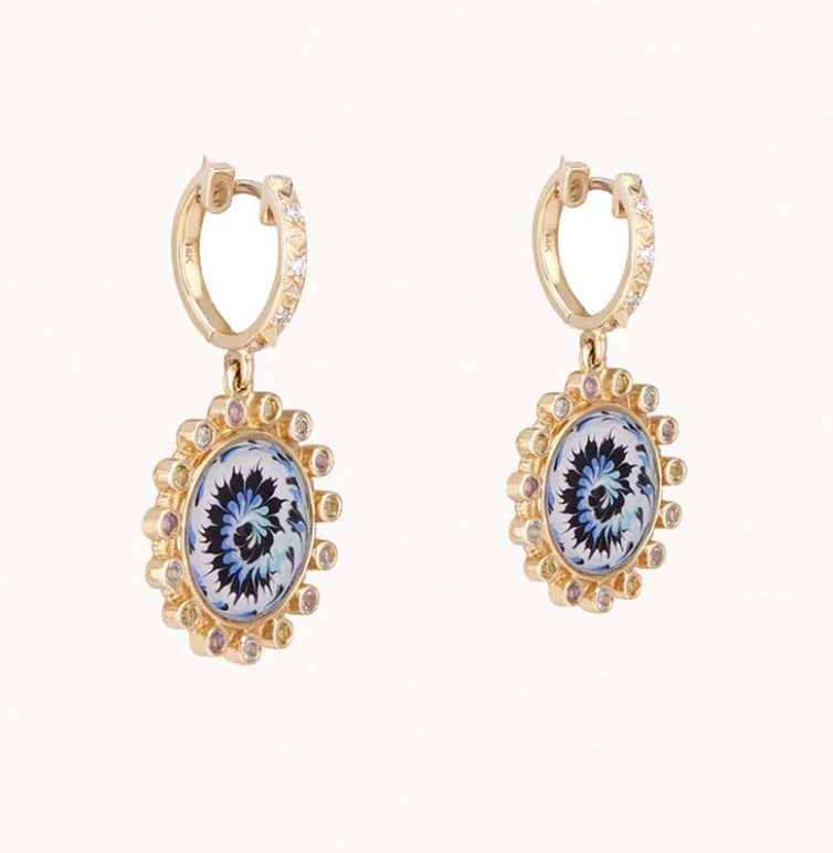 14K Yellow-Gold Mini Tie-Dye Drop Earrings - Millo Jewelry