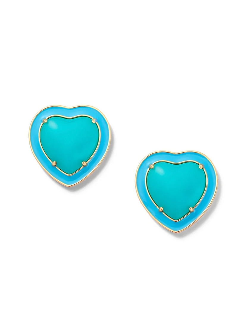 Heart Jelly Button Stud Earrings in Lagoon - Millo Jewelry