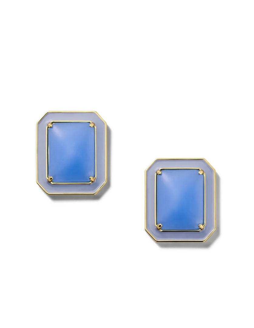 Rectangle Jelly Button Stud Earrings in Azure - Millo Jewelry