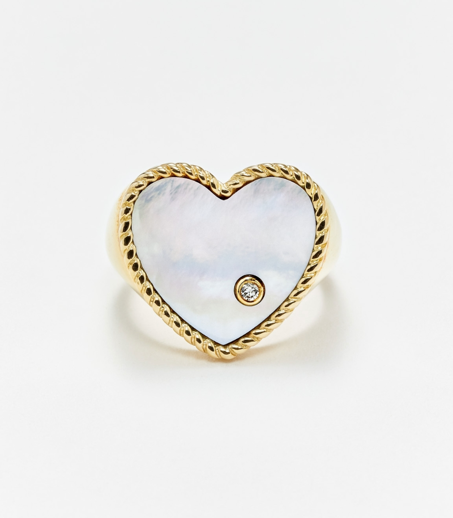 CHEVALIERE COEUR NACRE OR JAUNE - Millo Jewelry