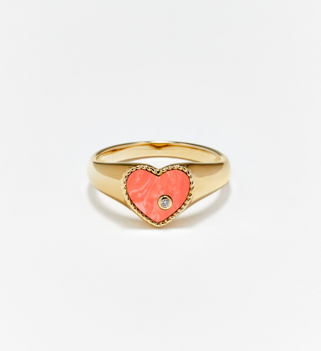 BABY CHEVALIERE COEUR CORAIL OR JAUNE - Millo Jewelry