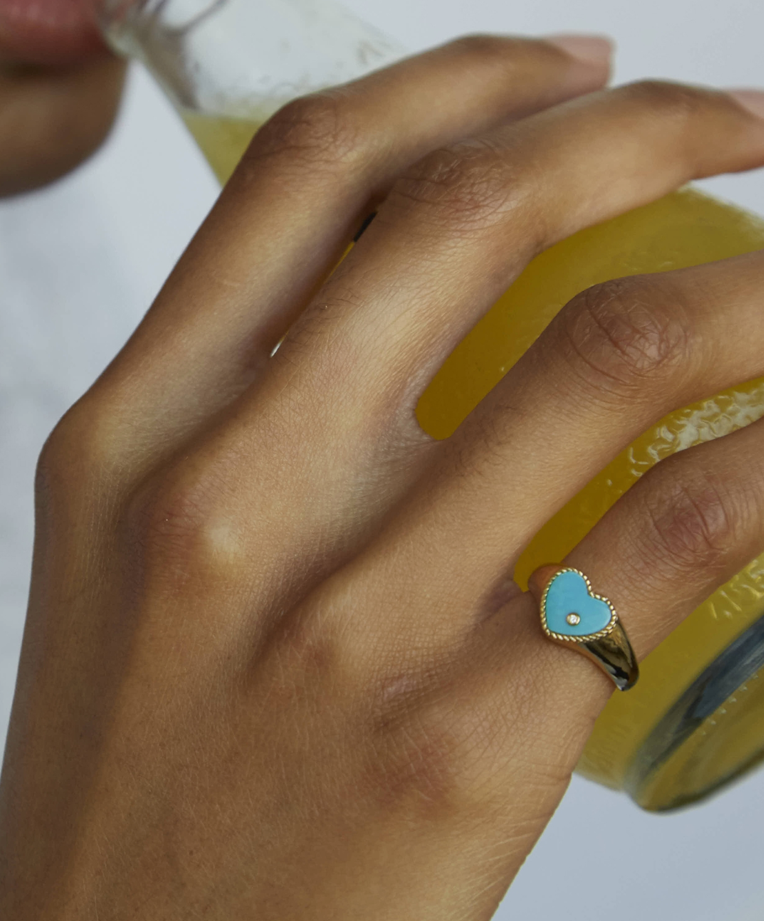BABY CHEVALIERE COEUR TURQUOISE OR JAUNE - Millo Jewelry