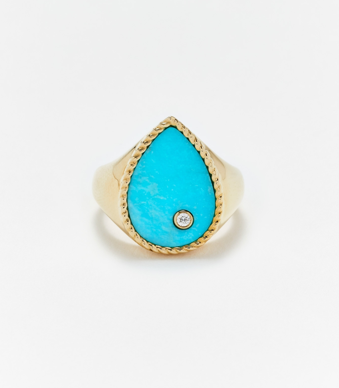 CHEVALIERE POIRE TURQUOISE OR JAUNE - Millo Jewelry