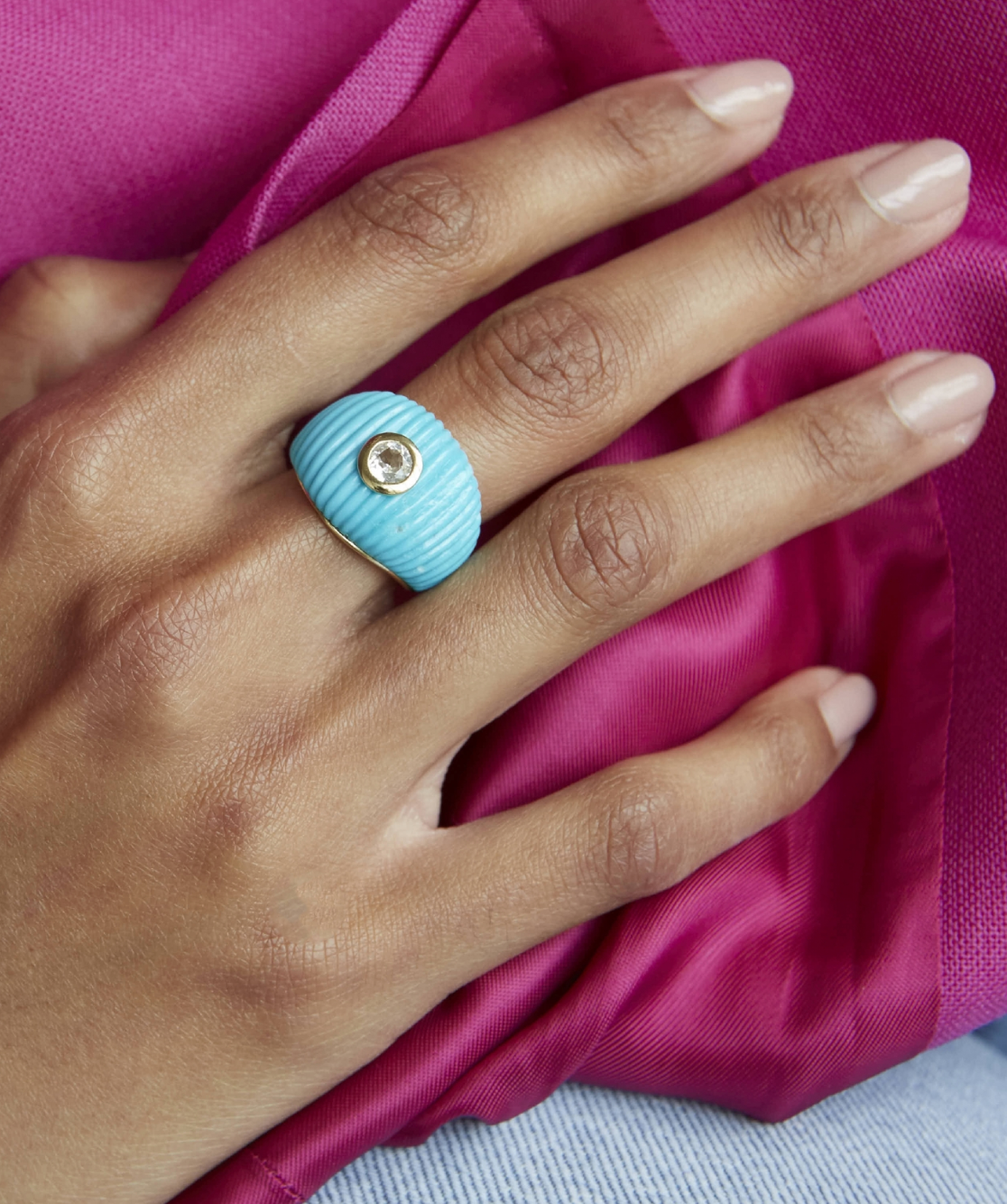 BAGUE MAXI BERLINGOT TURQUOISE OR JAUNE - Millo Jewelry
