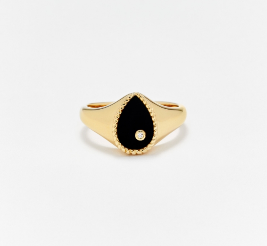 BABY CHEVALIERE POIRE ONYX OR JAUNE - Millo Jewelry
